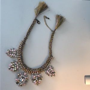 Pink Gold Multi Braided Jeweled Necklace